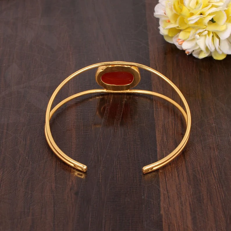 Natural Red Sardonyx Adjustable Bangle