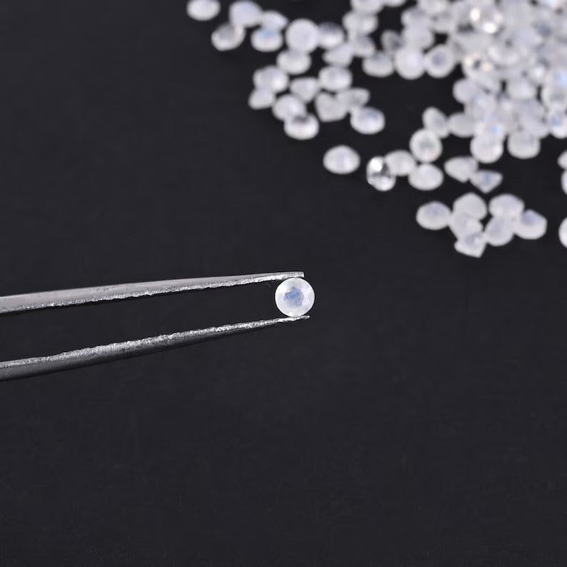 Natural Rainbow Moonstone Cabochon 3 MM Round Gemstone