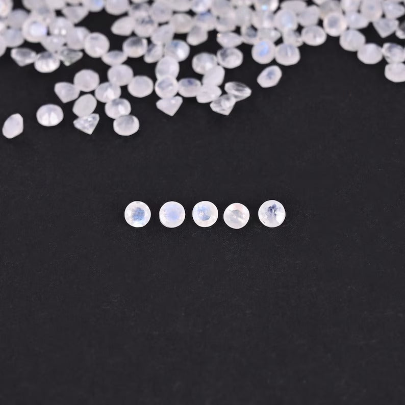 Natural Rainbow Moonstone Cabochon 3 MM Round Gemstone