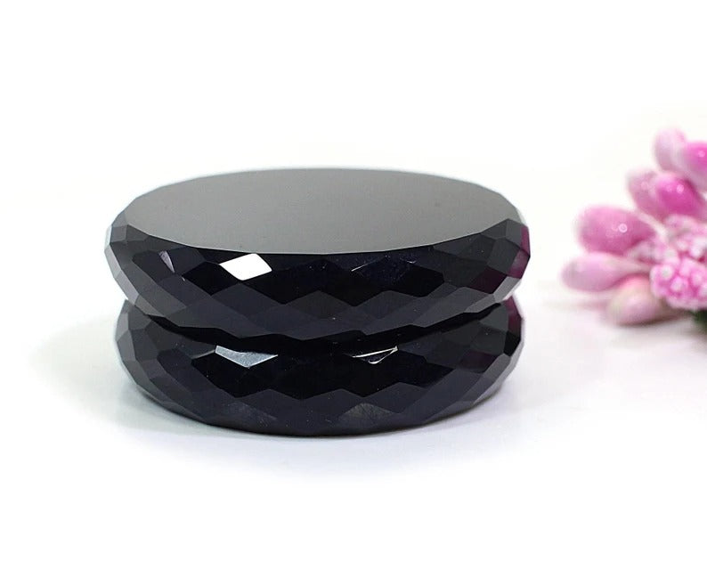 Black Onyx Flat Gemstone Disc