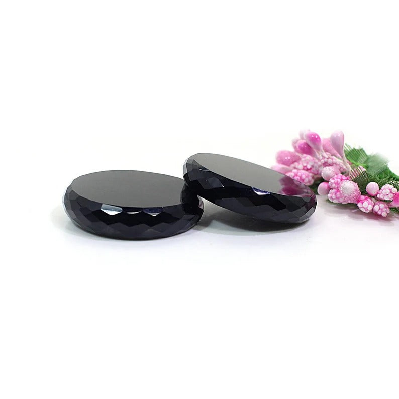 Black Onyx Flat Gemstone Disc