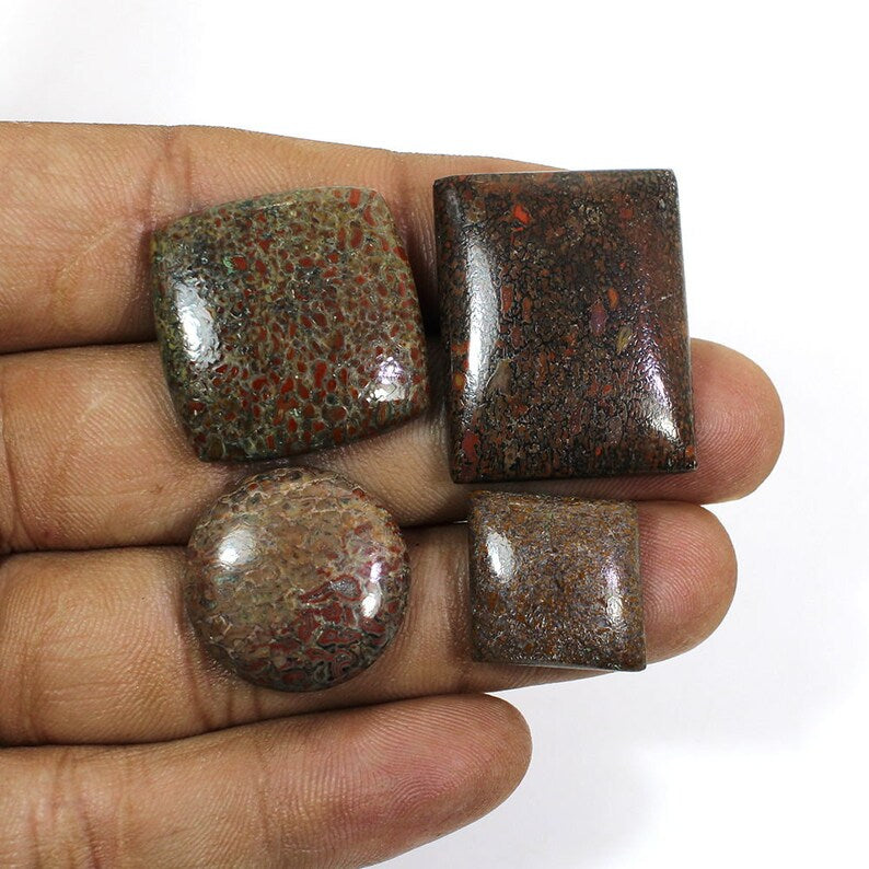 Natural Red Dinosaur Bone Cabochon 250 Cts Lot