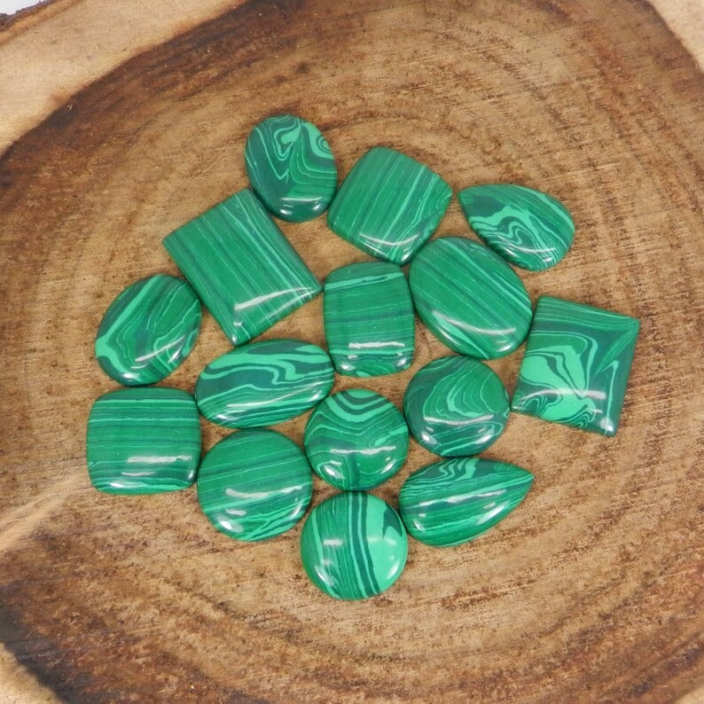 Wholesale Semiprecious Malachite Mix Shape 50gms Cabochon Gemstone Lot