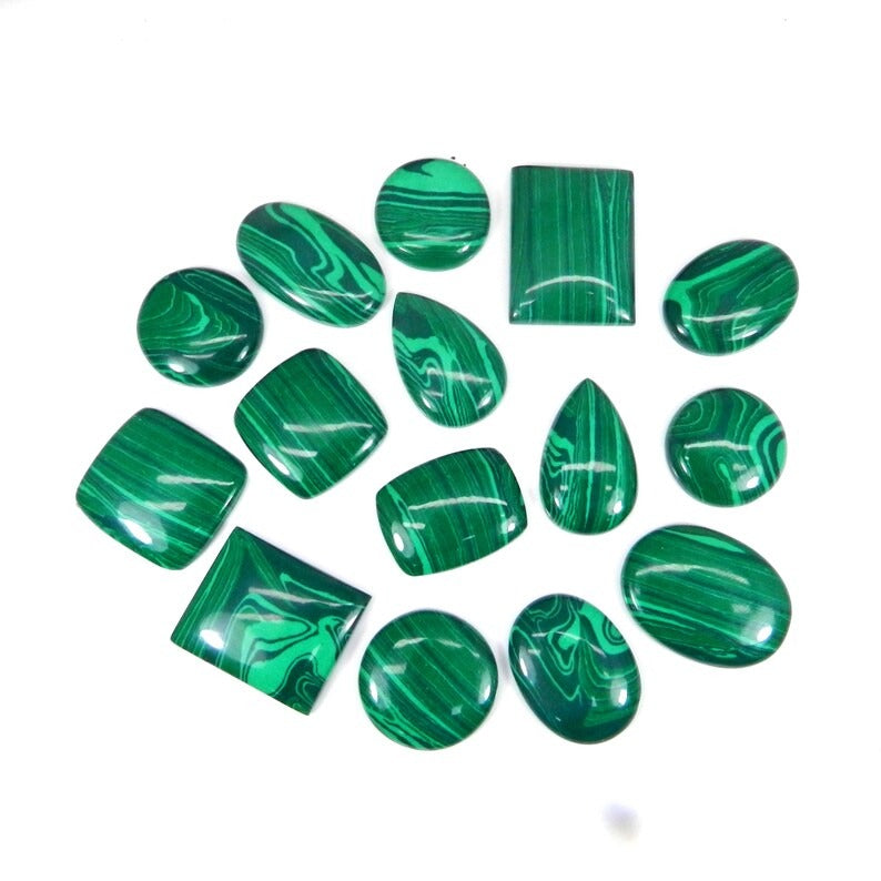 Wholesale Semiprecious Malachite Mix Shape 50gms Cabochon Gemstone Lot