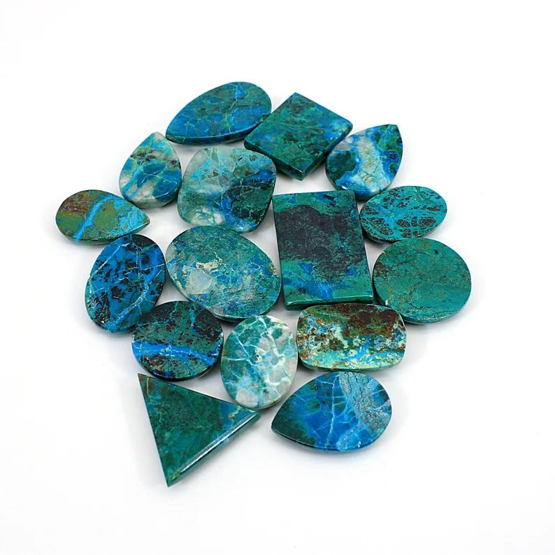 Wholesale Semiprecious Chrysocolla Mix Shape 50gms Cabochon Gemstone Lot