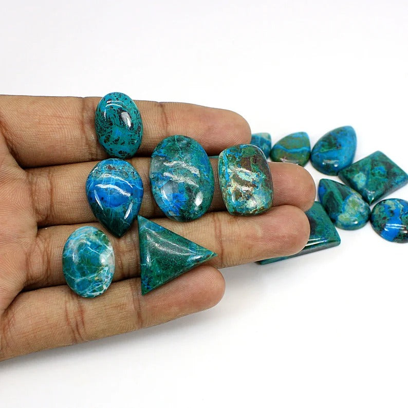 Wholesale Semiprecious Chrysocolla Mix Shape 50gms Cabochon Gemstone Lot