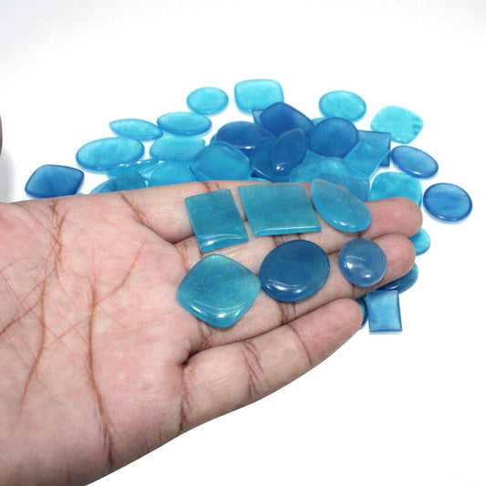 Chinese Dyed Blue Apatite Jade Mix Shape Cabochon Wholesale Lot Semiprecious High Polished Gemstone