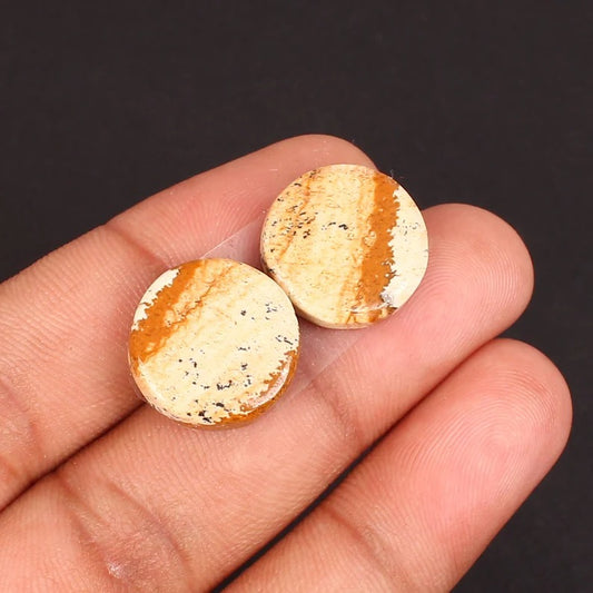 16 MM Natural Designer Picture Jasper Matched Pair