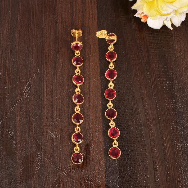 Pink Tourmaline Long Earrings