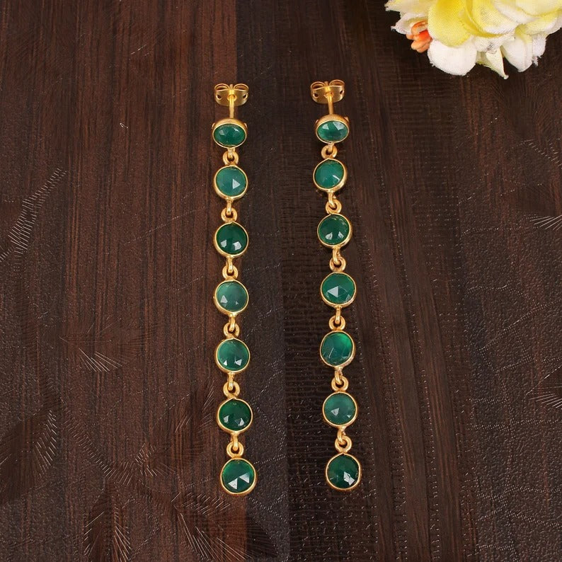 Green Onyx Dangle Earrings