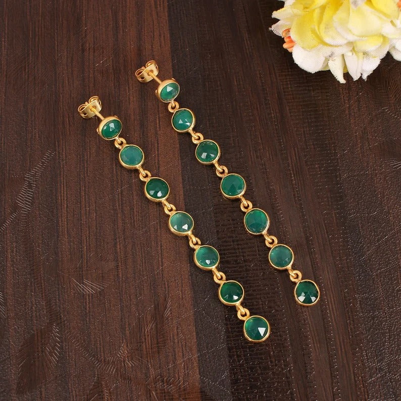 Green Onyx Dangle Earrings