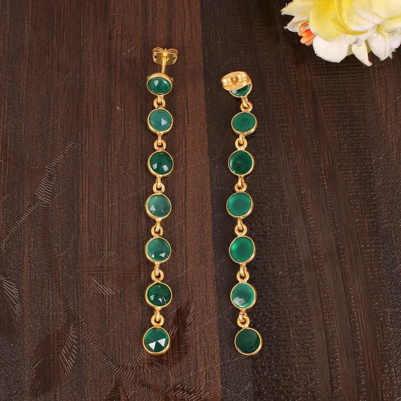 Green Onyx Dangle Earrings