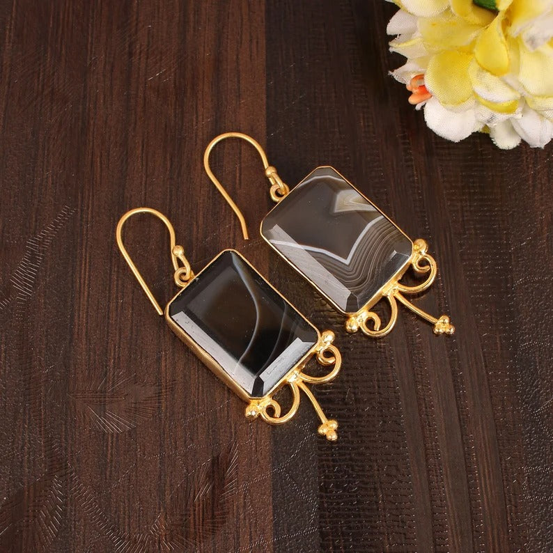 Botswana Agate Gemstone Earrings