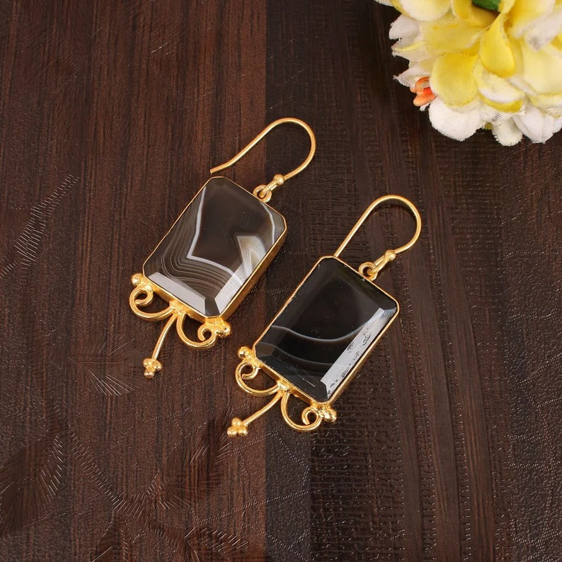 Botswana Agate Gemstone Earrings