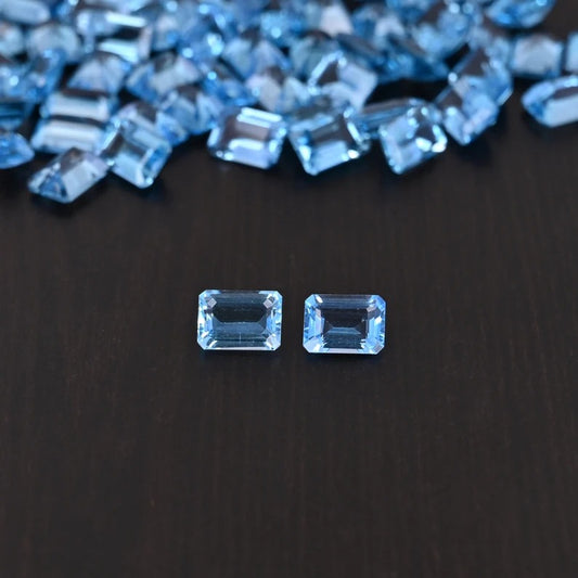 Natural Swiss Blue Topaz Baguette 1 Pcs 7x5mm 1.50 Cts AA Quality Loose Gemstone