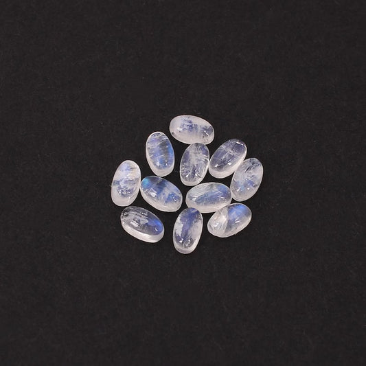 Natural Rainbow Moonstone 11 PCS 5x3mm Oval Cabochon Gemstones 2.90 Cts