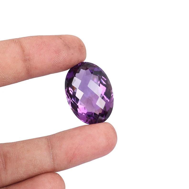 Natural Amethyst Canella 26X19mm Rose Cut Gemstone