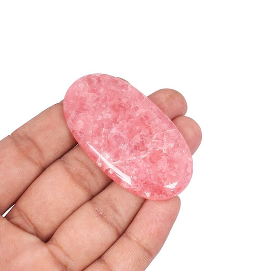 Natural Fiery Pink Rose Rhodochrosite 57x31mm Oval Cabochon 138.55 Ct