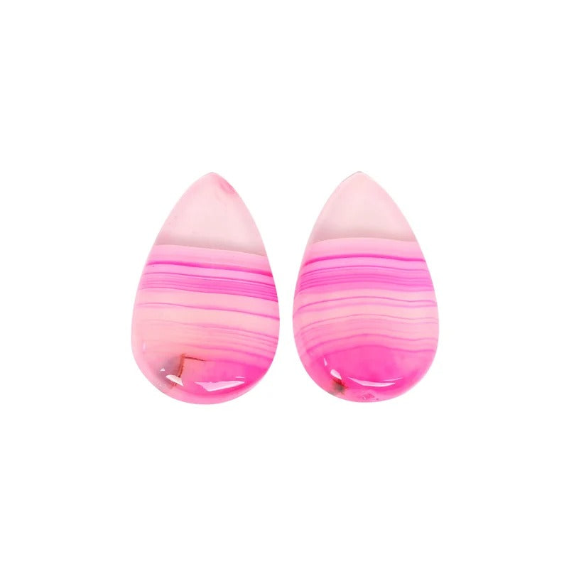 Natural Pink Agate 27X17 MM Loose Gemstone Pair Cabochon