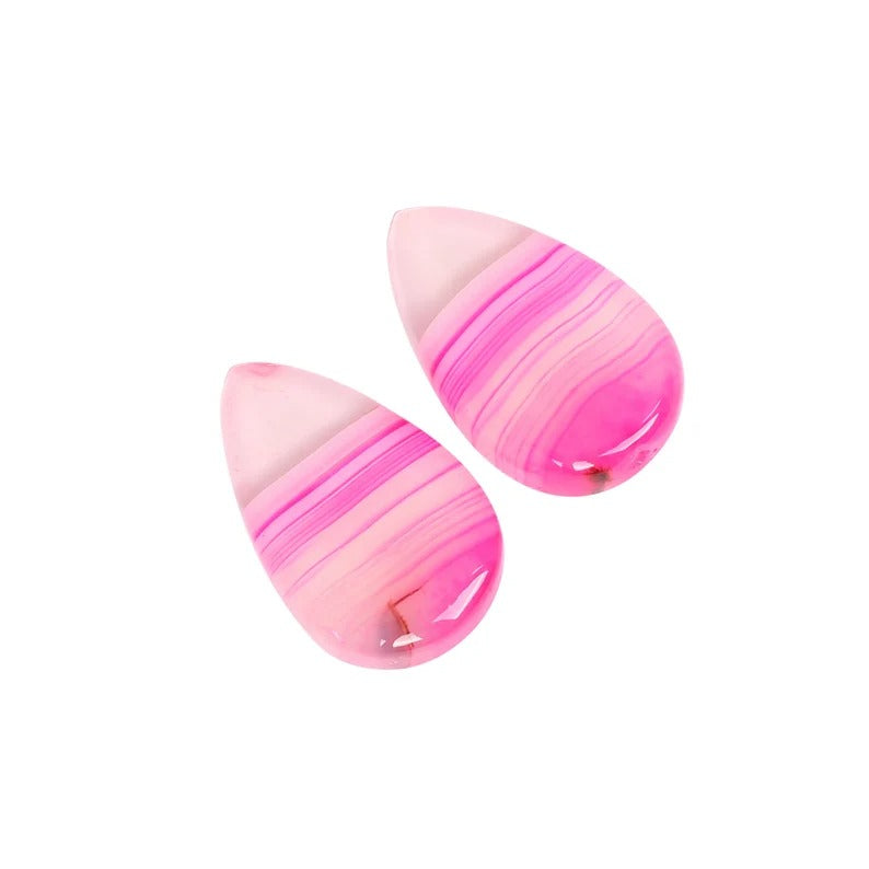 Natural Pink Agate 27X17 MM Loose Gemstone Pair Cabochon