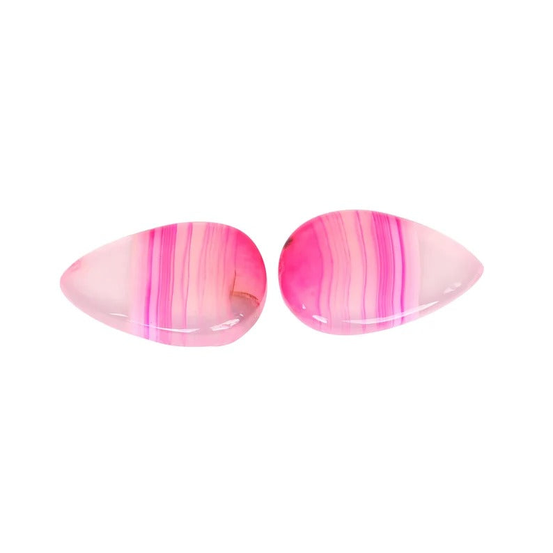 Natural Pink Agate 27X17 MM Loose Gemstone Pair Cabochon