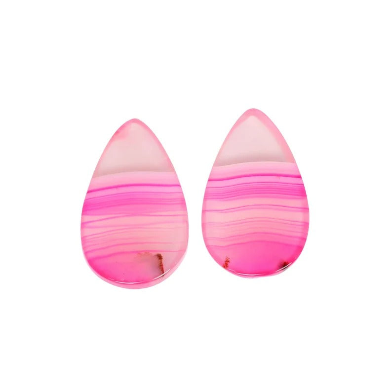 Natural Pink Agate 27X17 MM Loose Gemstone Pair Cabochon