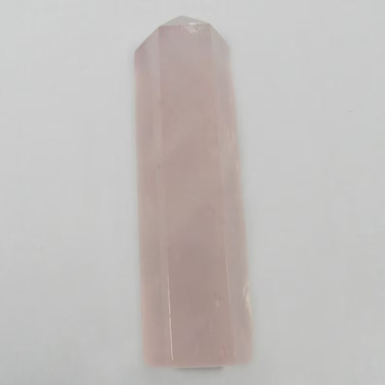 Natural rose quartz single pointed pencil shape facet 60 x 15 mm semi precious stone AA quality loose gemstone