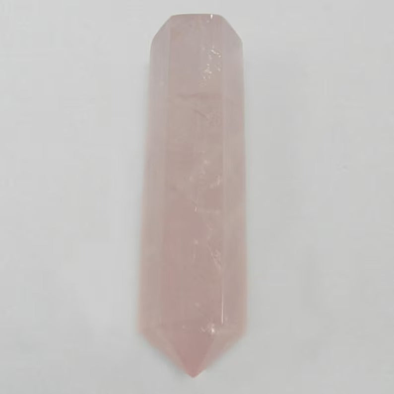 Natural rose quartz single pointed pencil shape facet 60 x 15 mm semi precious stone AA quality loose gemstone