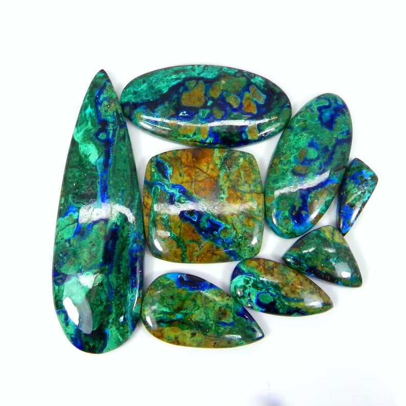 Wholesale lot semi-precious stone azurite malachite mix shape loose cabochon gemstone