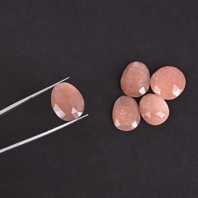 5 Pcs Lot Peach Moonstone Gemstone