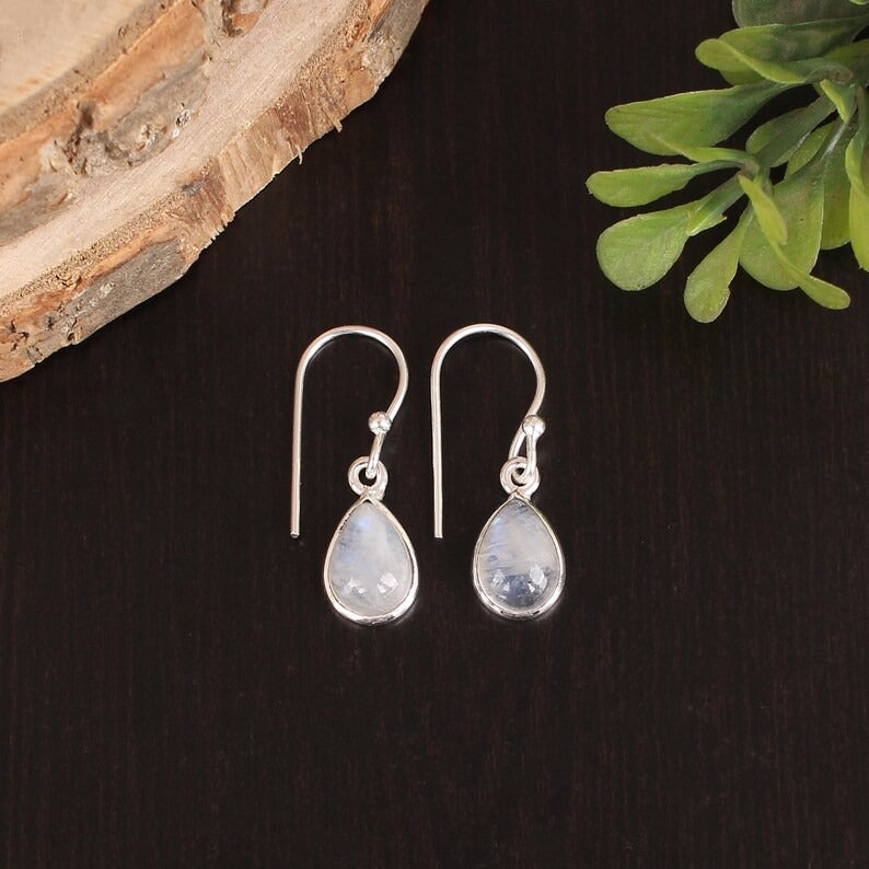 92.5 Sterling Silver Blue Fire Rainbow Teardrop Earring