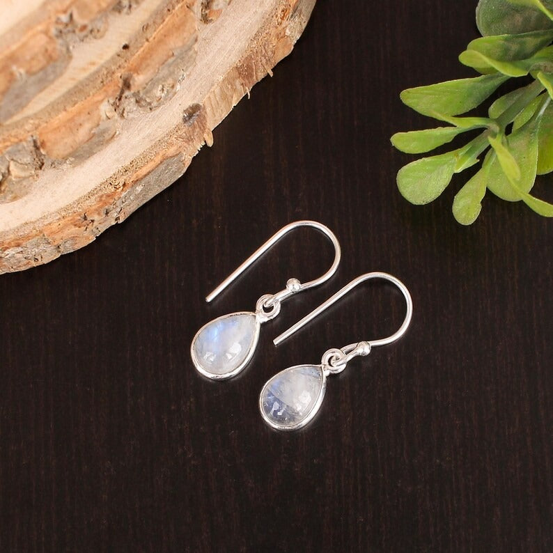 92.5 Sterling Silver Blue Fire Rainbow Teardrop Earring