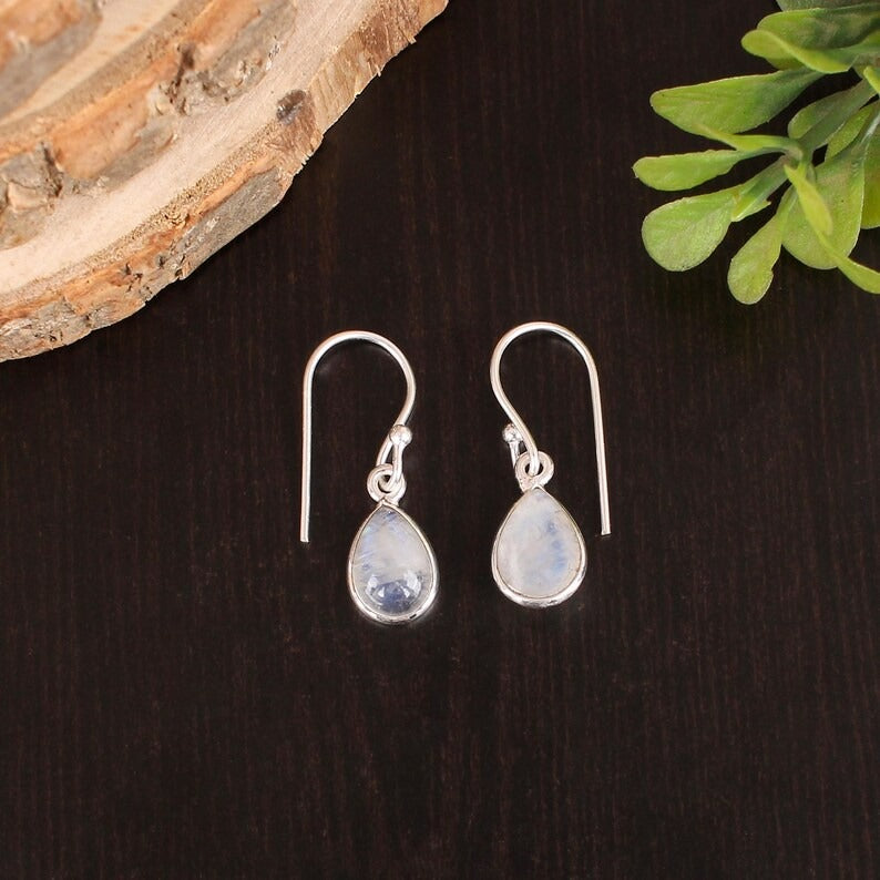 92.5 Sterling Silver Blue Fire Rainbow Teardrop Earring