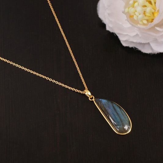 92.5 Sterling Silver Labradorite Pendant Necklace