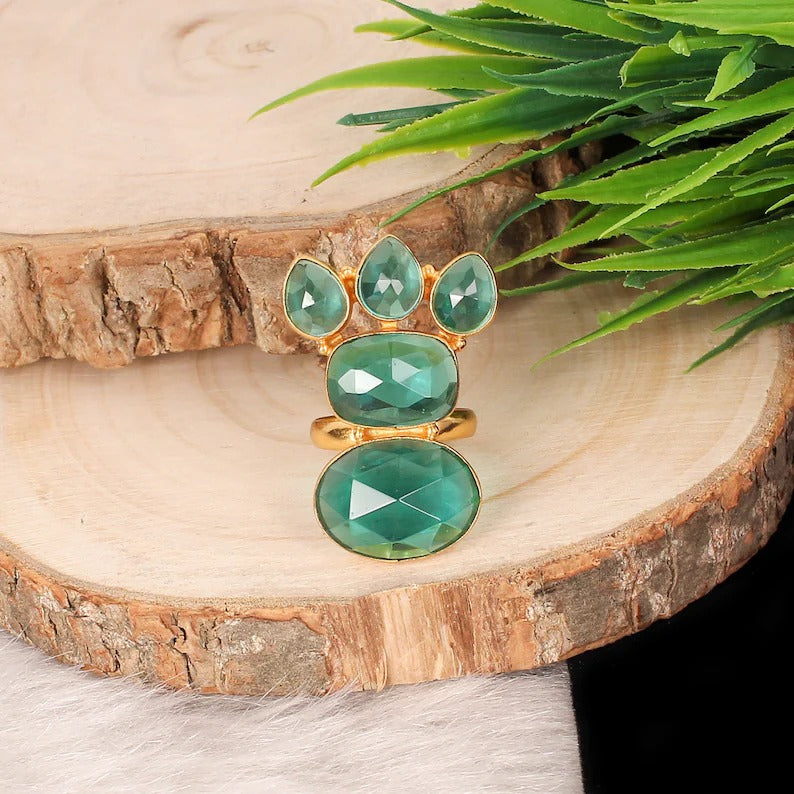 Beautiful Apatite Hydro Gemstone 92.5 Sterling Silver Ring