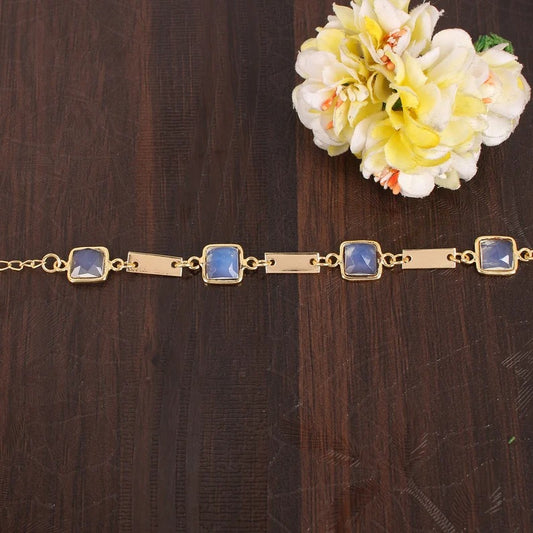 Opalite Gemstone Gold Plated Brass Bracelet