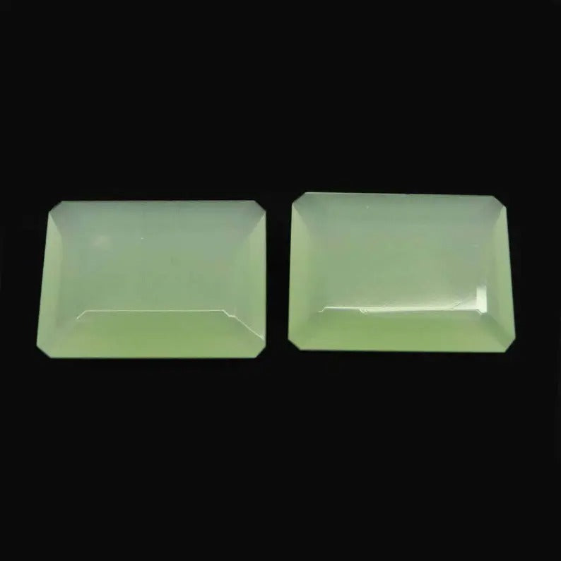 Prehnite chalcedony 24 x 18 mm rectangle cut semi precious stone stone AA quality calibrated faceted loose gemstone