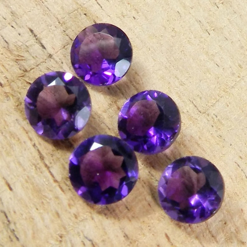 Natural Purple amethyst 8 mm round cut semi precious stone calibrated faceted wholesale lot loose gemstone for jewelry