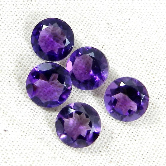 Natural Purple amethyst 8 mm round cut semi precious stone calibrated faceted wholesale lot loose gemstone for jewelry