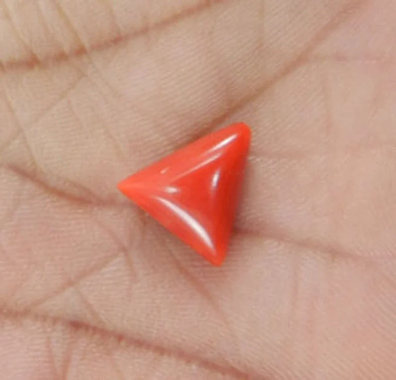 March birthstone natural red coral moonga stone for mars 13 x 13 x 13 mm trillion cabochon calibrated smooth AAA quality loose gemstone