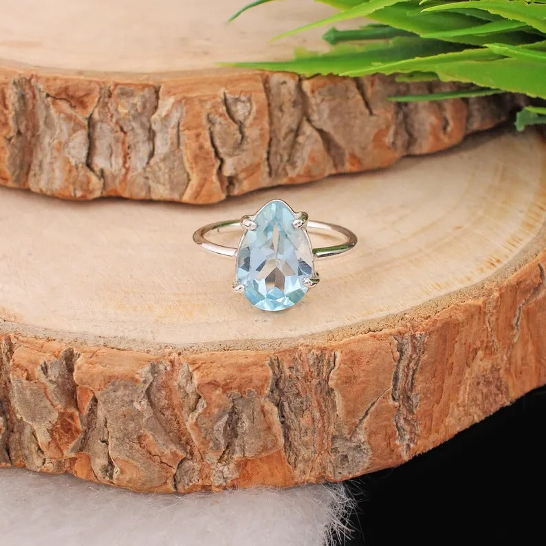 Natural Sky Blue Topaz 92.5 Sterling Silver Ring