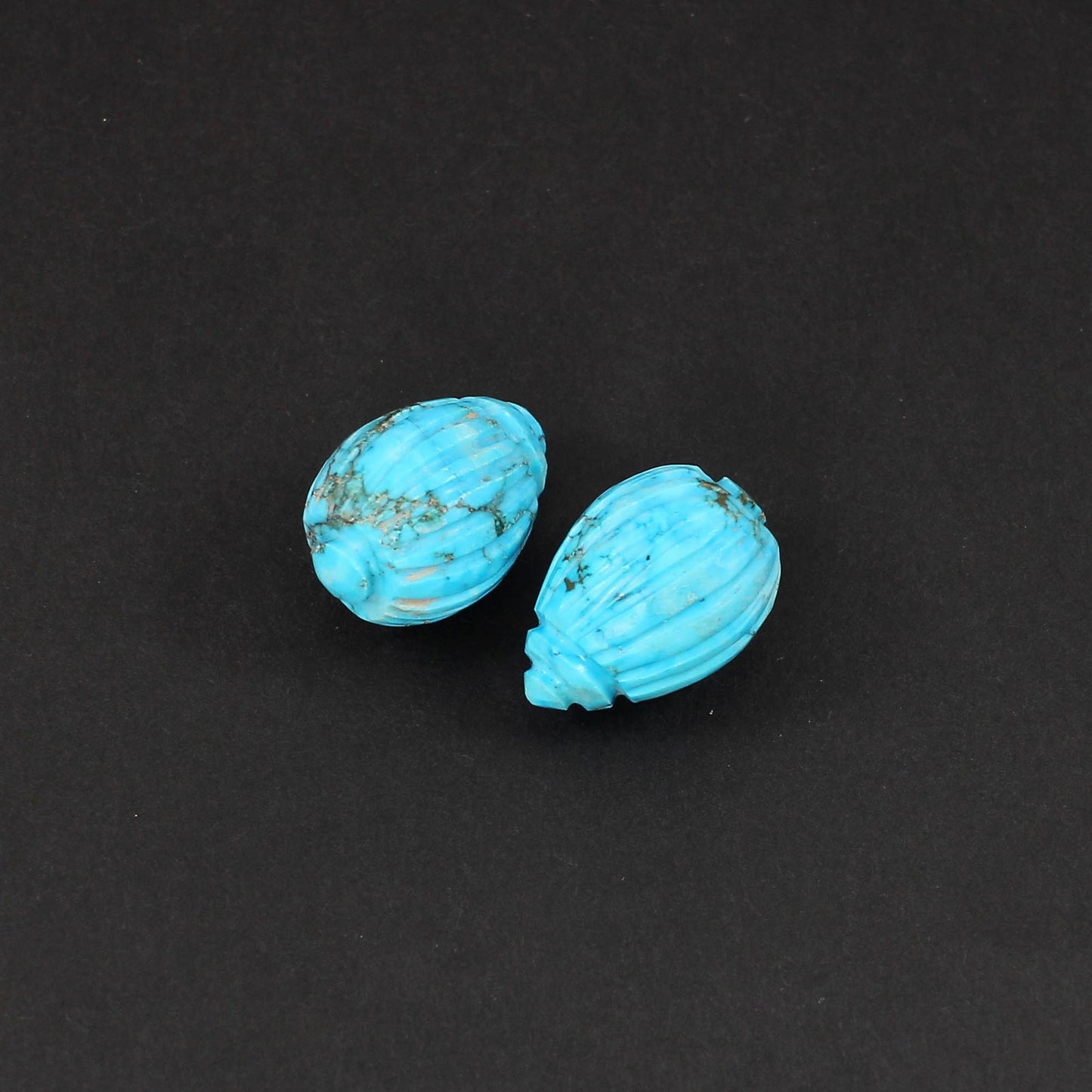 Natural Irani Turquoise Carving Shell Shape 71.10 Cts 1 Pair Gemstone