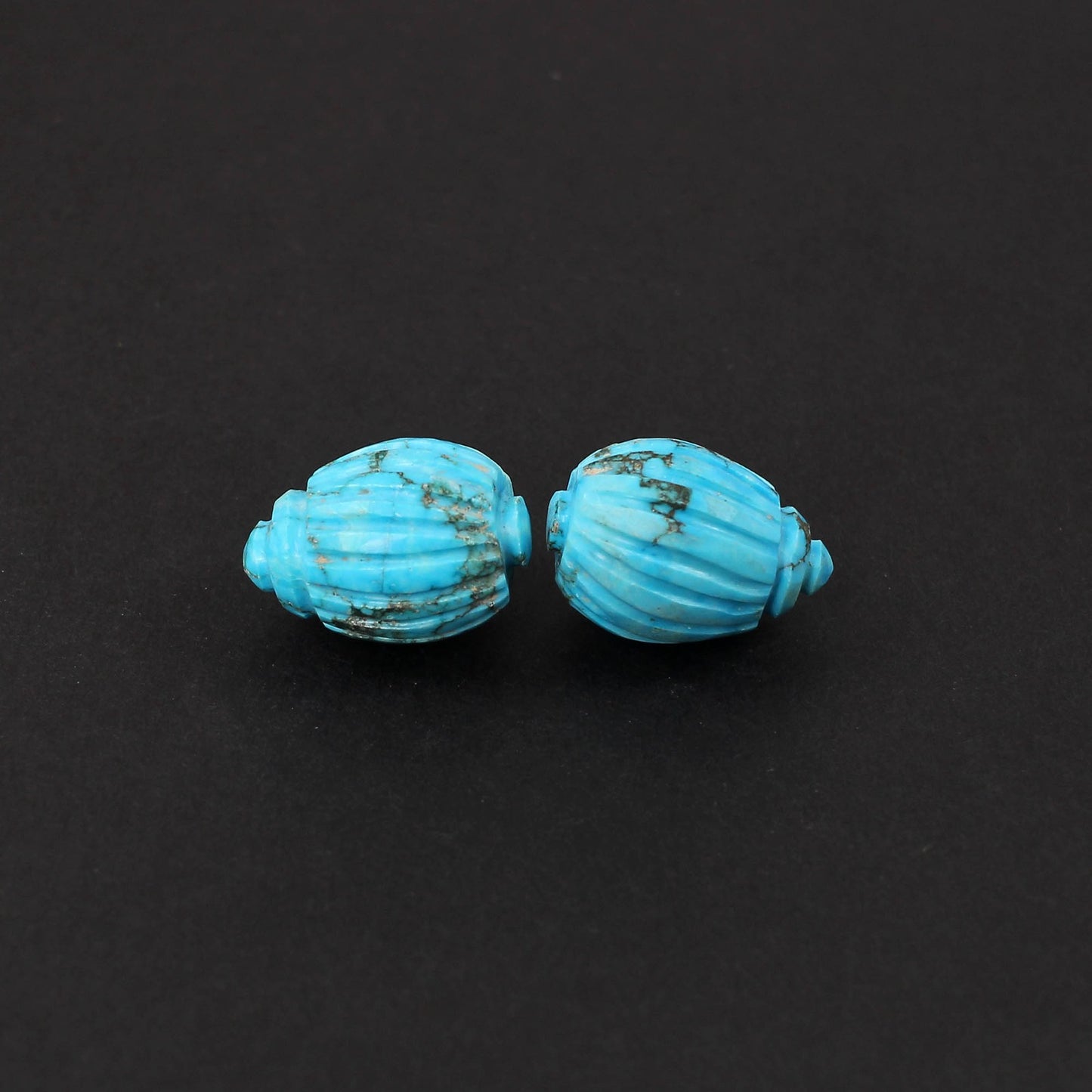 Natural Irani Turquoise Carving Shell Shape 71.10 Cts 1 Pair Gemstone