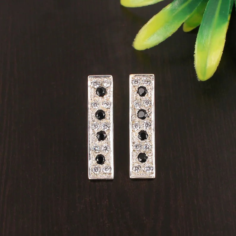 Geometric Bar Silver Earring