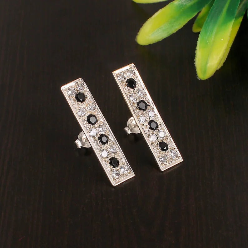 Geometric Bar Silver Earring