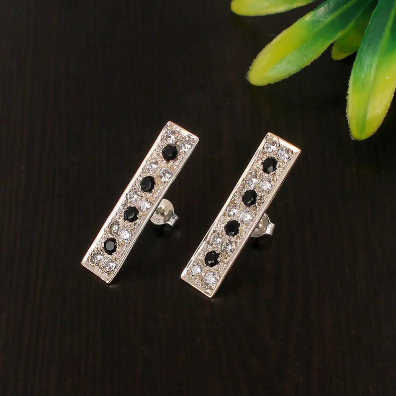 Geometric Bar Silver Earring