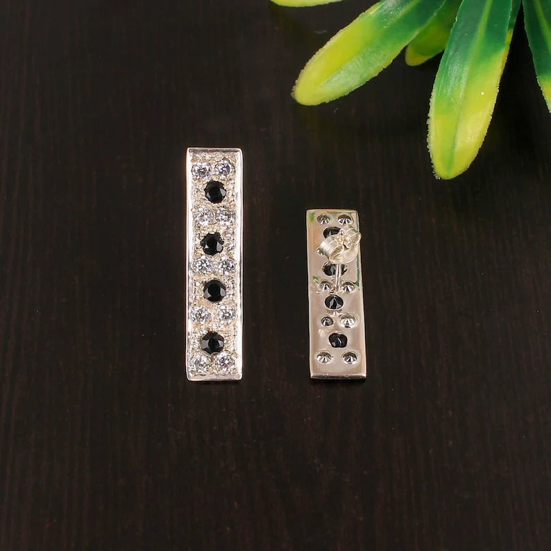 Geometric Bar Silver Earring