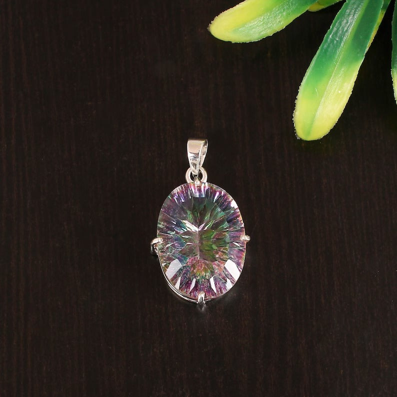 Oval Mystic Topaz 92.5 Sterling Silver Pendant