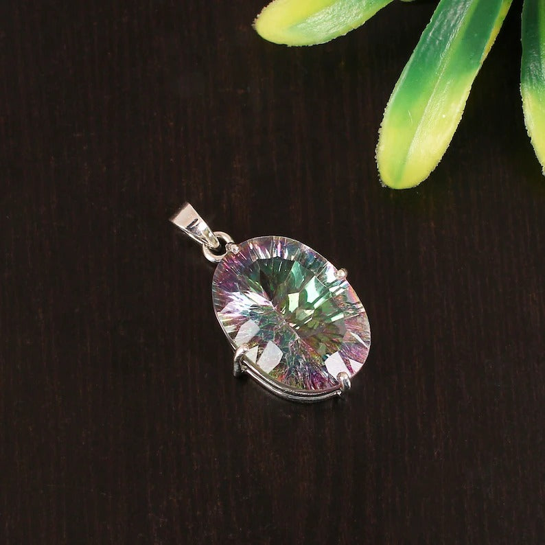 Oval Mystic Topaz 92.5 Sterling Silver Pendant