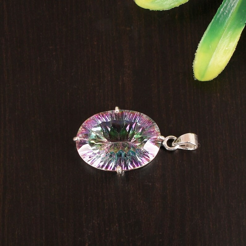 Oval Mystic Topaz 92.5 Sterling Silver Pendant